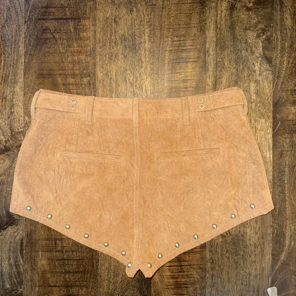 We The Free Suede Studded Tan Shorts